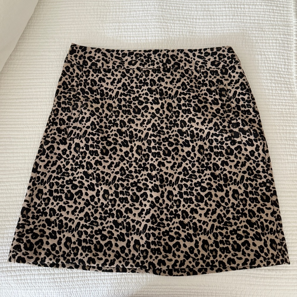 LOFT Leopard Jacquard Pocket Skirt